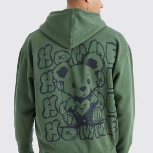 OVERSIZED HOMME BEAR GRAPHIC HOODIE