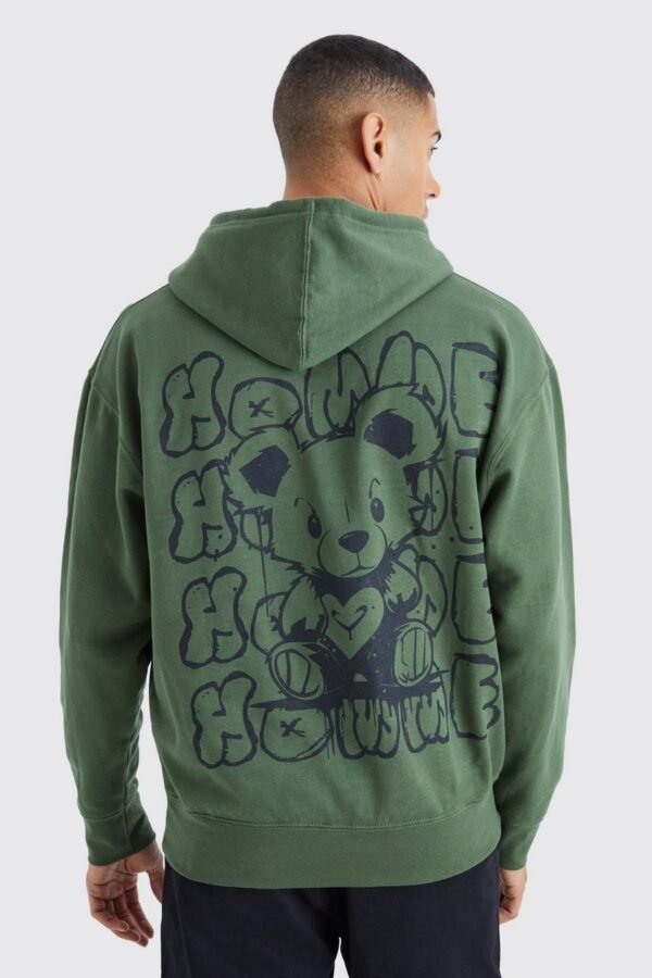 OVERSIZED HOMME BEAR GRAPHIC HOODIE